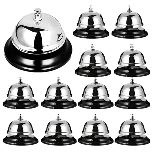 QTLCOHD 12 Pack Call Bell 3.35 Inch Diameter Desk Bell for Service