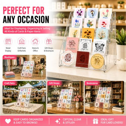 Acrylic 5-Tier Card Display Stand for Greeting, Sports & Trading Cards