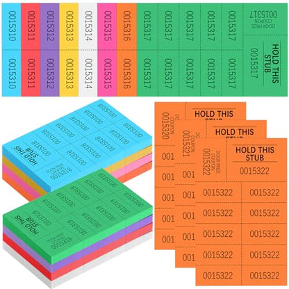 Kosiz 504 Pcs Raffle Tickets Basket Auction 10 Bid Numbers, Colorful - color: Colorful