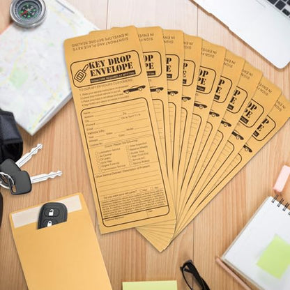 100 Pack Heavyweight Key Transfer Envelopes – Secure Adhesive Mailers for Auto Services (4.125"x9.5")