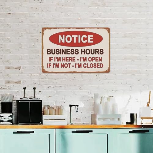 Notice Business Hours Open And Closed Sign Aluminum Metal Sign Posters 8x12 Inch For Living Room Bedroom Bathroom Decoration