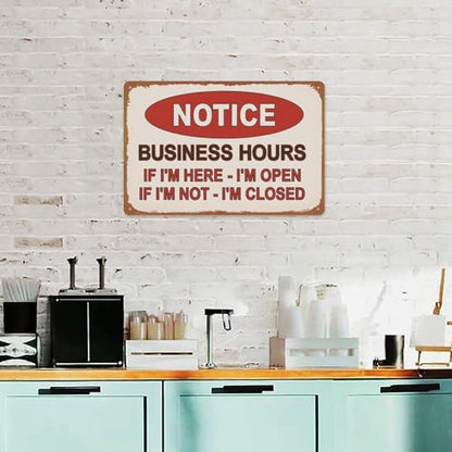 Notice Business Hours Open And Closed Sign Aluminum Metal Sign Posters 8x12 Inch For Living Room Bedroom Bathroom Decoration