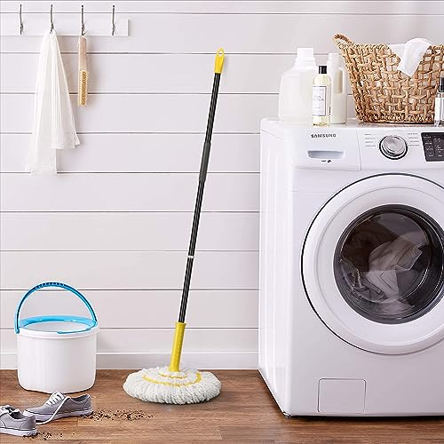 Self-Wringing Twist Mop with 1 Extra Refill, 57" Long Handle, Yellow - color: Yellow (1 Handle & 2 Mop Heads)