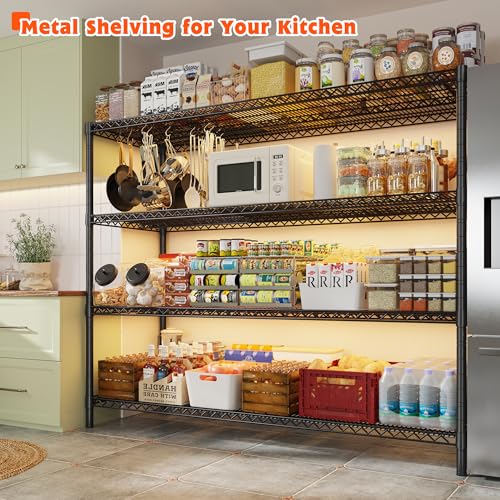 REIBII 4-Tier Heavy Duty Metal Shelving Unit，Storage Shelves with Wheels (Pack of 2) - size: 4 Tier 60" W ×24" D×65.3"H (Pack of 2)