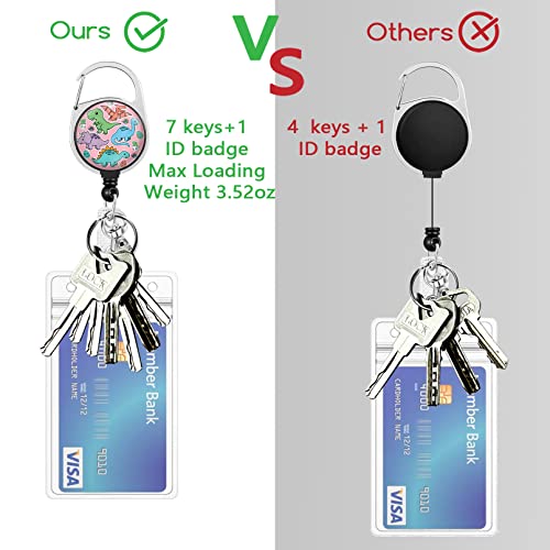Gctriki Dinosaur Lanyards for ID Badges, Badge Holder Retractable Clip - color: Cartoon Dinosaur