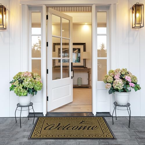 Yimobra Artificial Grass Welcome Mat, 29.5 x 17 in, Beige Brown - color: Brown, size: 29.5x17 Inch