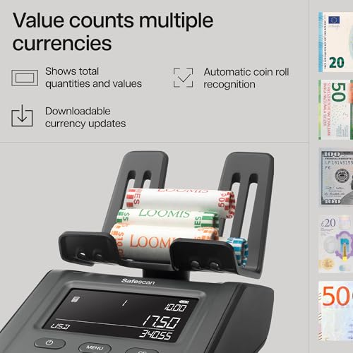Safescan 6175 Money Counter Scale for Fast Coin and Bill Counting