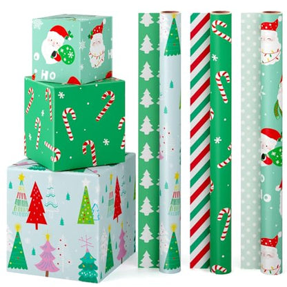 WERNNSAI Reversible Christmas Wrapping Paper 3 x 10 ft Santa Wrapping Paper - color: Christmas Mix