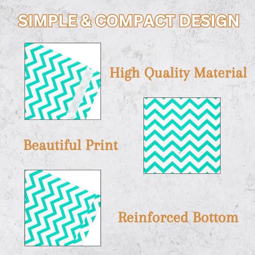 Novel Box 100 Pack Teal Chevron Print Flat Merchandise Bags 6x9 in - color: Teal Chevron, size: 6" x 9" Inches