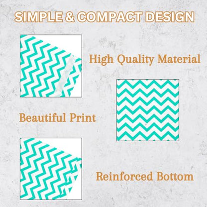 Novel Box 100 Pack Teal Chevron Print Flat Merchandise Bags 6x9 in - color: Teal Chevron, size: 6" x 9" Inches