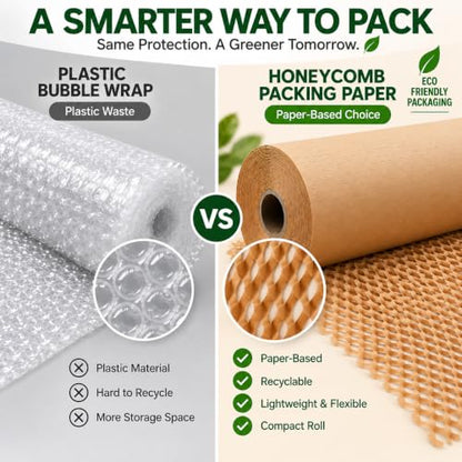 Honeycomb Packing Paper, 12" x 200 ft, Bubble Wrap Alternative - color: Brown, size: 12 Inch x 200 Feet