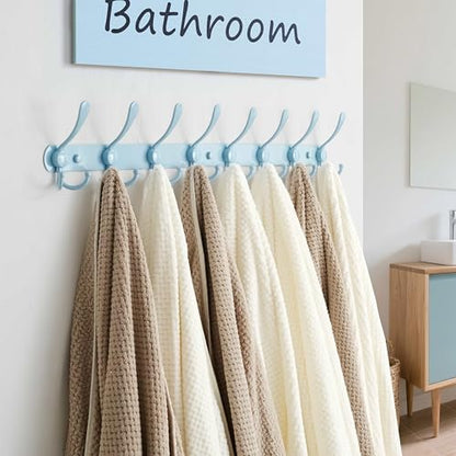 Dseap Coat Rack Wall Mount - 29.5” Long 8-Tri-Hooks Heavy Duty Coat Hanger Rail Wall Hooks for Hanging Coats Hats Clothing Clothes Purse Mudroom Entryway, Blue - color: Blue, size: L=29.5” (1 Pcs)