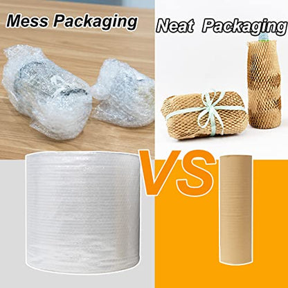 Honeycomb Packing Paper for Dishes Large Wide 20 Inches X164 Feet Gift Tissue Paper, Bubble Cushioning Wrap Roll Sustainable Packing Materials for Moving, Shipping Paper Wrap for Fragile Items - size: 20" x 164ft