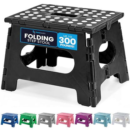 Handy Laundry Folding Step Stool 9 Inch, Black, Non-Slip Holds 300 lbs - color: Black, size: 9 Inch