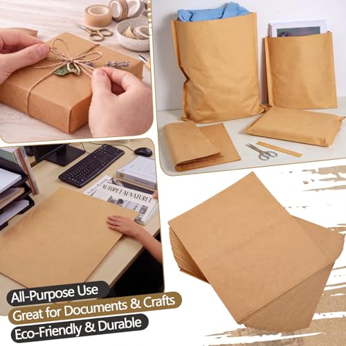 100 Pack 16 x 19 Inch Brown Flat Paper Bags, 50 Gsm Gift Bags - color: 50 Gsm Kraft, size: 16x19 Inch