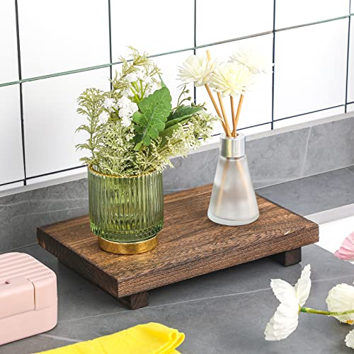 Nuogo Wood Pedestal Riser Stand for Kitchen Soap Tray,12 X 7 Inch,Brown - color: Brown, size: 12 x 7 Inch