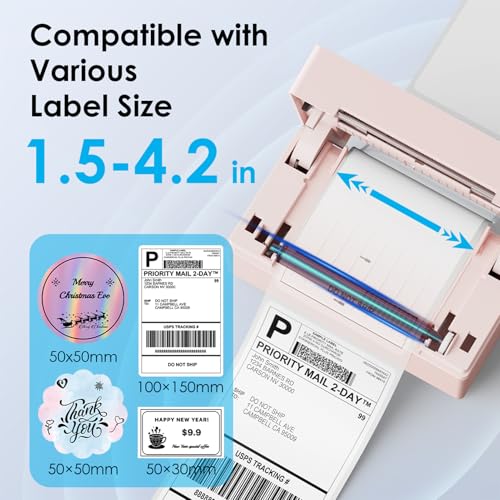 KNAON Bluetooth Thermal Shipping Label Printer 4x6 for Small Business, Pink - color: Pink