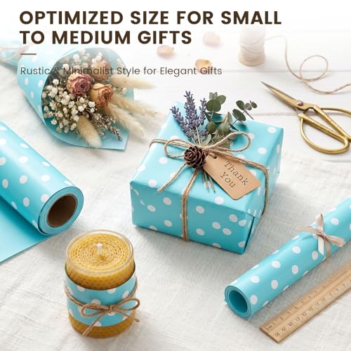 VGOODALL Blue Reversible Wrapping Paper Roll, 17 inch X 33 Feet - color: White,Blue