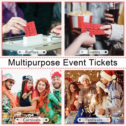 ESSENTIAL 500 Raffle Tickets, Good Luck Raffle Cards - color: Red, size: 3.5"x2"