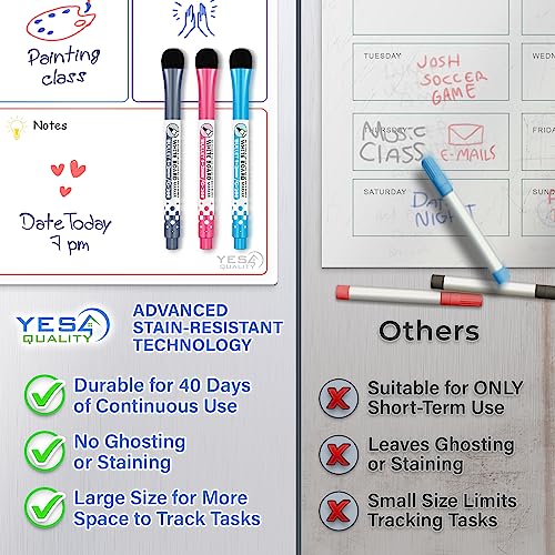 Magnetic Dry Erase Calendar 16x12 for Fridge with 3 Markers & Eraser - style: White Weekly Calendar