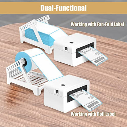 Ctemnpho Large Label Holder for Rolls & Fan-Fold Label Basket Stand for Desktop Printer (White, Large) - color: White