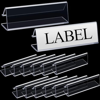 60 pcs Plastic Label Holder Wire Shelf Label Holder 3" x 0.875" (L x H) Clip on Tag and Ticket Stand