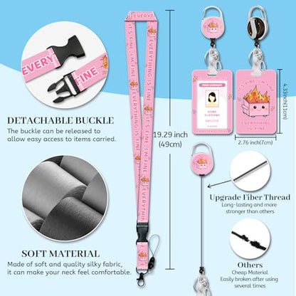 Hancynir Dumpster on Fire Lanyards for Id Badges with Retractable Reel Clip - color: Dumpster on Fire Cute