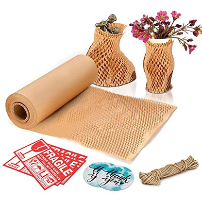 APQ Supply Honeycomb Packing Paper Brown, 15 Inch x 100 Feet, Eco Friendly Shipping Supplies for Small Businesses, Warehouses, and E-Commerce Fulfillment - style: Brown / Pack of 1