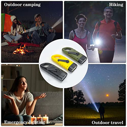 6 Pack Hand Crank Flashlights Solar Powered Flashlight, Green Yellow Black - color: Green Yellow Black