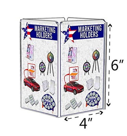 12 Pack Sign Holder Tabletop 4 Sided with Open Center 4" x 6" Clear Acrylic Menu Flyer Brochure Display Frame Multi Panel Sign Display by Marketing Holders