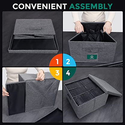 VHS Storage Box with Lid, Practical VHS Storage Case with Index Labels, 14.4 x 13.4 x 8.2 Inch VHS Holder Storage Containers to Store up to 42 VHS Tapes- Gray - size: VHS-1 Pack