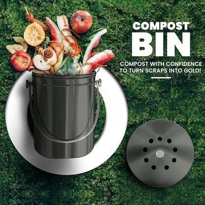 Utopia Kitchen Countertop Compost Bin 1.3 Gallon, Stainless Steel, Grey - color: Gray, size: 1.3 Gallon (Pack of 1)