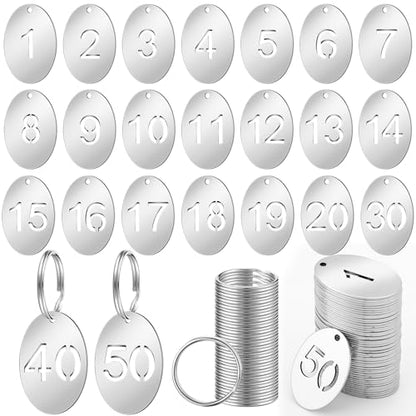 Yaocom 50 Pcs Hollowed Stainless Steel Number Tags,Oval, 1-50 - style: Oval, 1-50