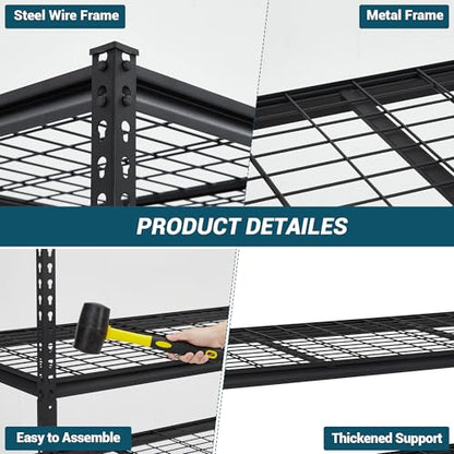 60'' X 24'' x 77'' Inch Garage Heavy-Duty Metal Shelving Unit, 3000 Lbs Adjustable Storage Metals Shelve, Industrial Metal Rack for Garage, Basement, Warehouse, Workshop - size: 60 x 24 x 78 inches