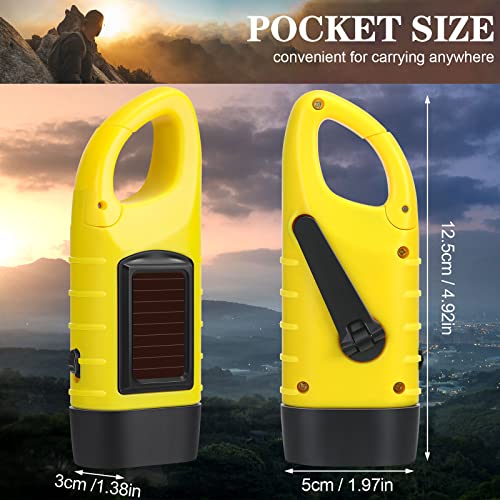 6 Pack Hand Crank Flashlights Solar Powered Flashlight, Green Yellow Black - color: Green Yellow Black