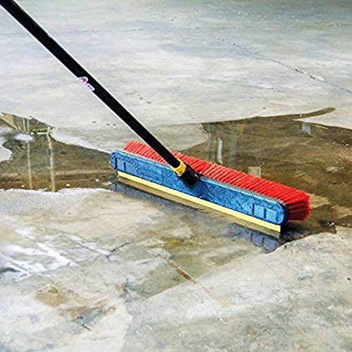 Quickie 24-Inch Knockdown 2-in-1 Multi-Surface Push Broom with Squeegee, Black/Red (6352ZQK) - color: Red - With Squeegee, style: Multi-Surface (24 inch)