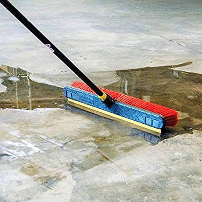 Quickie 24-Inch Knockdown 2-in-1 Multi-Surface Push Broom with Squeegee, Black/Red (6352ZQK) - color: Red - With Squeegee, style: Multi-Surface (24 inch)