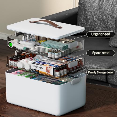 CTIME 3-Tier Medicine Organizer - Portable Medicine Cabinet with Handle - size: Regular 3-Tier