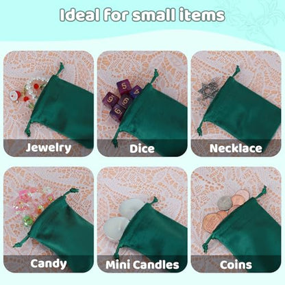 Tapleap 12Pcs Small Jewelry Bags, 2¾x 3½” Green Velvet Drawstring Pouch - color: Green, size: 2¾ x 3½in