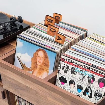 26pcs Vinyl Record Dividers - A-Z Wooden Record Holder Organizer Guides