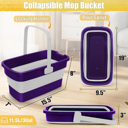 Collapsible Bucket with Handle for Mop Windows Cleaning,3 Gallon - color: Purple