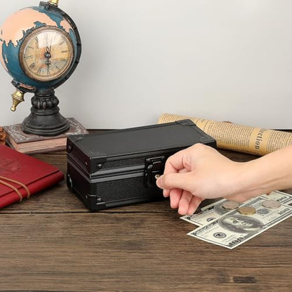 Hipiwe Black Lockable Cash Box Aluminium Alloy Money Storage Case with Lock - color: Pure Black, size: Small