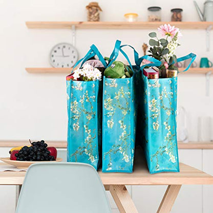 NymphFable Almond Blossom Shopping Bags, 6 Pack Reusable Grocery Tote Bag - color: Almond Blossom