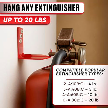 4 Pcs Fire Extinguisher Mount Brackets, 2.36 x 1.57 x 2.36 in (Red) - size: 2,36 * 2,36 * 1,57 in