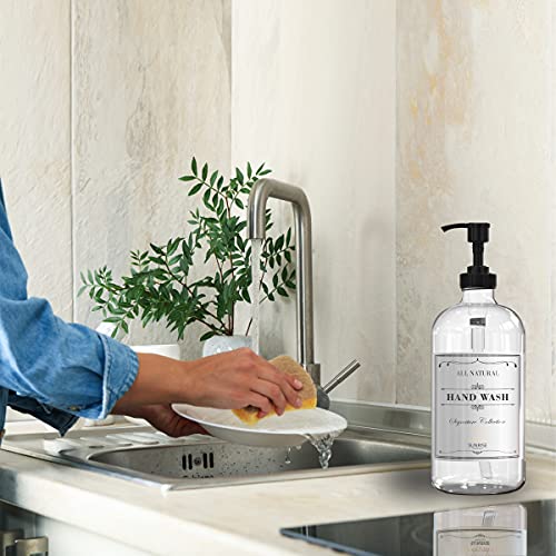 Sunrise Premium Clear Glass Soap Dispenser with Pump, 2 Pack - color: Black Plastic Pump - Clear Glass