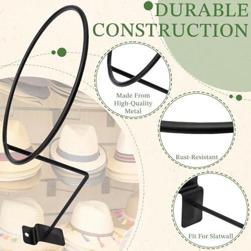 4 Pcs Hat Wall Mount Holder Metal Hat Rack Hangers Display Rack Retail Store Display Shelves Organizer for Caps, Ball Holder, Wig Display Black