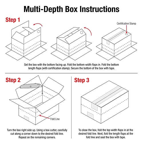 Aviditi Shipping Boxes Multi-Depth 16"L x 12"W x 10"H, 25-Pack | Corrugated Cardboard Box for Packing, Moving and Storage