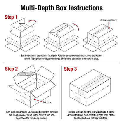 Aviditi Shipping Boxes Multi-Depth 16"L x 12"W x 10"H, 25-Pack | Corrugated Cardboard Box for Packing, Moving and Storage