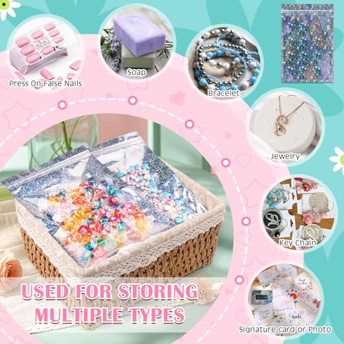 FUNFERY Star Pattern Clear Window Smell Proof 6.3x9.4 Holographic Bags - color: Holographic Star-50P, size: 6.3x9.4 inch