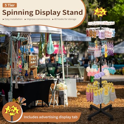 Flenpptly 2 Pack Retail Display Stand, 5-Tier Rotating Display Rack, Black - color: 2 Pack Black